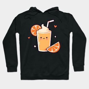 Cute Orange Milkshake Ice Cream in Kawaii Style with Orange Slices | Kawaii food Hoodie